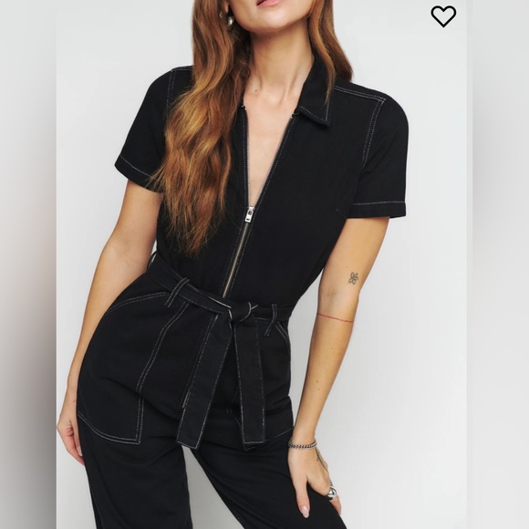 Reformation NWT Cassidy denim jumpsuit size 4 black - Picture 3 of 13